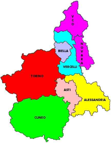 Cartina con le Province del Piemonte