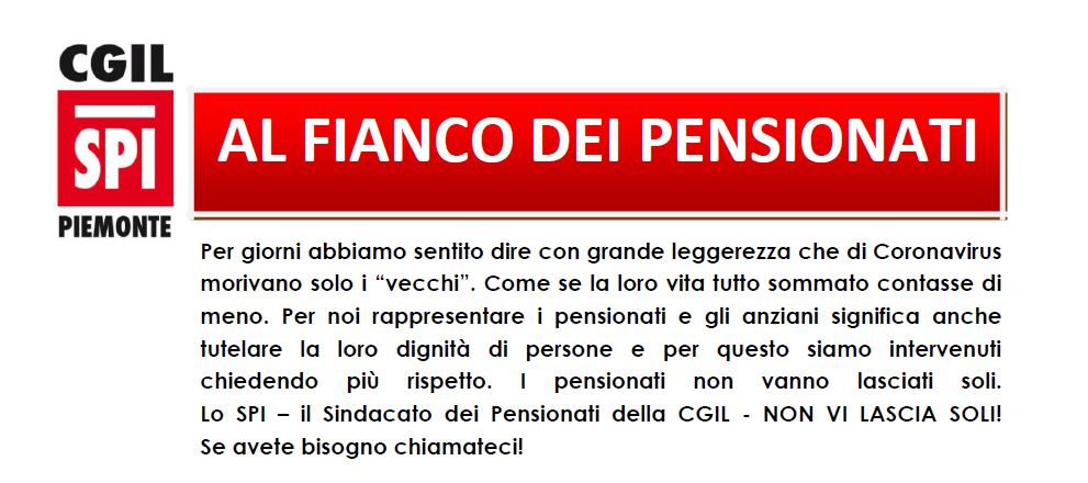 LO SPI CGIL NON VI LASCIA SOLI